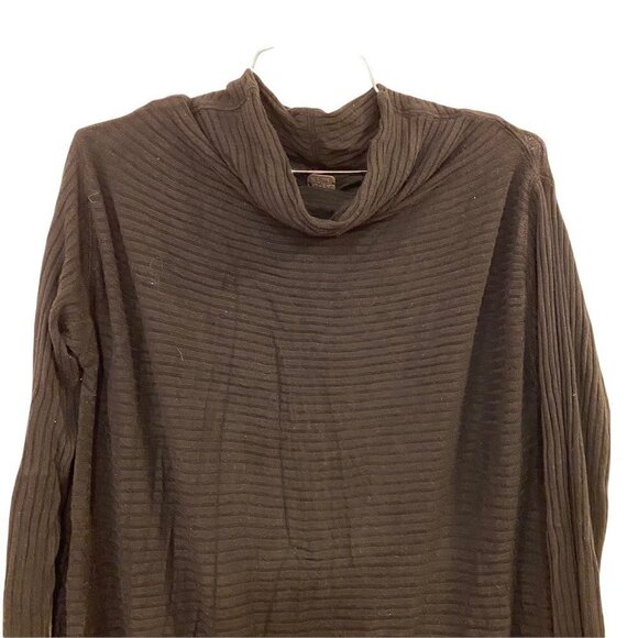 We The Free People Women Shirt Black Knit Long Sleeve Cowl Neck Slit Medium Knit - Picture 2 of 8